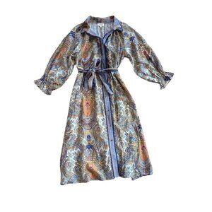 Umgee Women's Dress Button Front Midi Large Paisley Boho